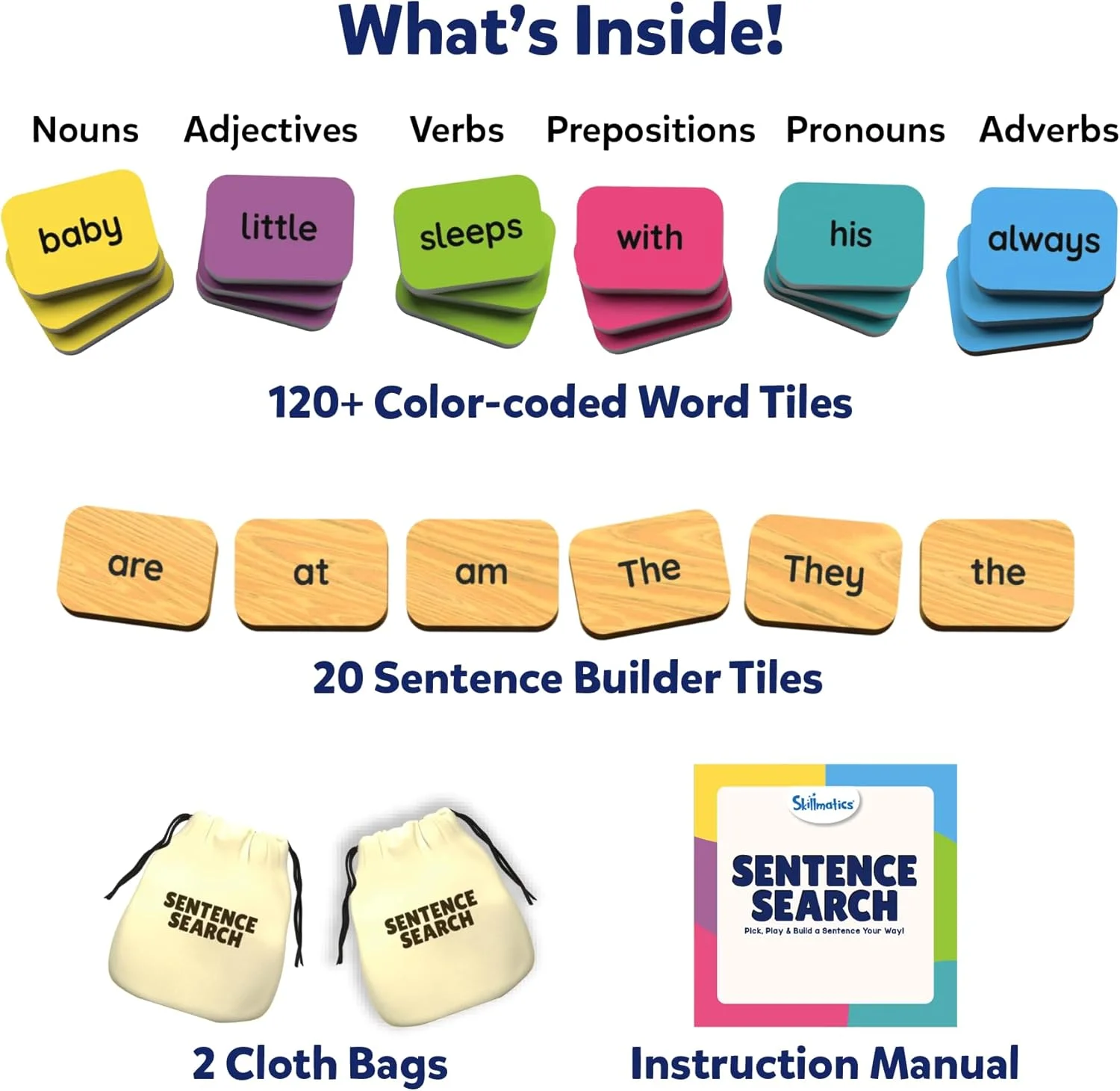 بازی آموزشی Skillmatics - جستجوی جمله، اسباب بازی ها و بازی های سرگرم کننده برای یادگیری کودکان، فعالیت جمله سازی، بازی خلاقانه با کلمات، هدیه برای پسران و دختران 5، 6، 7، 8 ساله