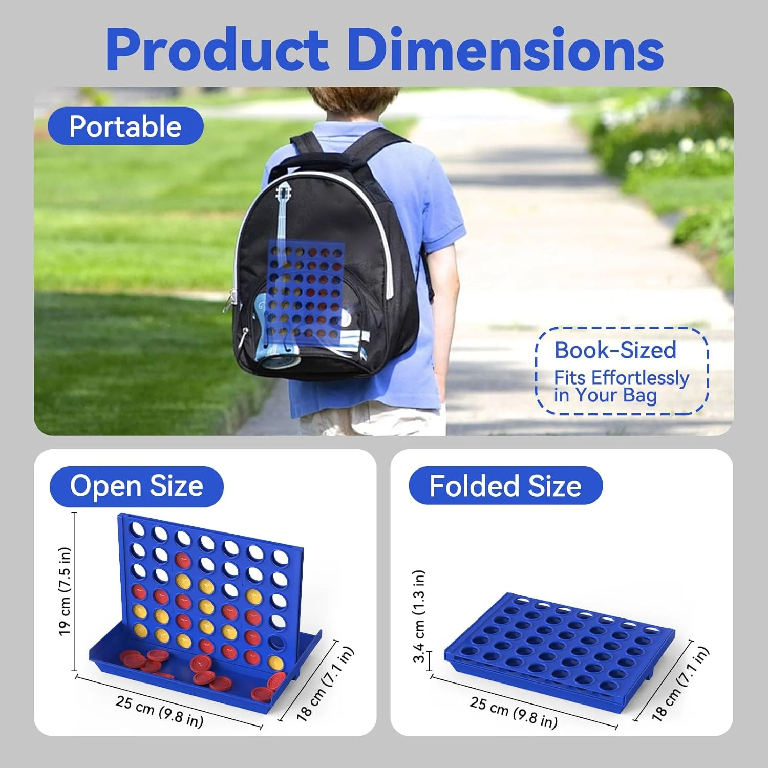 بازی فکری کلاسیک 4 تایی Pup Go، سایز استاندارد، مناسب کودکان 3 تا 7 سال، اسباب بازی آموزشی خانوادگی برای پسران، دختران و بزرگسالان، بازی استراتژیک 2 نفره با 6 مهره اضافی، طراحی تاشو (سایز استاندارد)