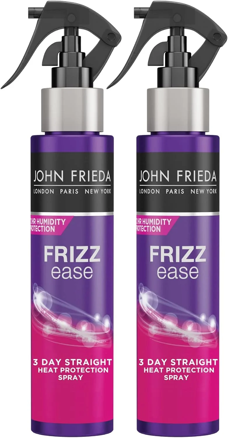 اسپری محافظ حرارتی مو جان فریدا Frizz Ease 3 Day Straight، موها را تا 3 روز صاف و بدون وز نگه می دارد، اسپری کراتینه برای اتو مو و حالت دهی، برای داشتن ظاهری صاف و براق، 100 میلی لیتر، بسته 2 عددی