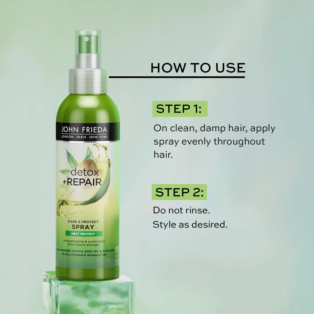 اسپری محافظت از حرارت و مراقبت جان فریدا مدل Detox & Repair حجم 200 میلی لیتر، اسپری تقویت کننده و باز کننده گره مو برای موهای خشک، آسیب دیده و تحت فشار، درمان نرم کننده بدون نیاز به آبکشی