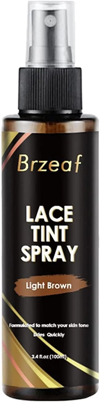 کانزا - اسپری رنگ توری برای کلاه گیس توری | اسپری رنگ برای بستن، کلاه گیس و جلوی بستن | سایه زنی آسان، موس رنگ توری با خشک شدن سریع | اسپری ذوب توری برای انواع مو (قهوه ای روشن)