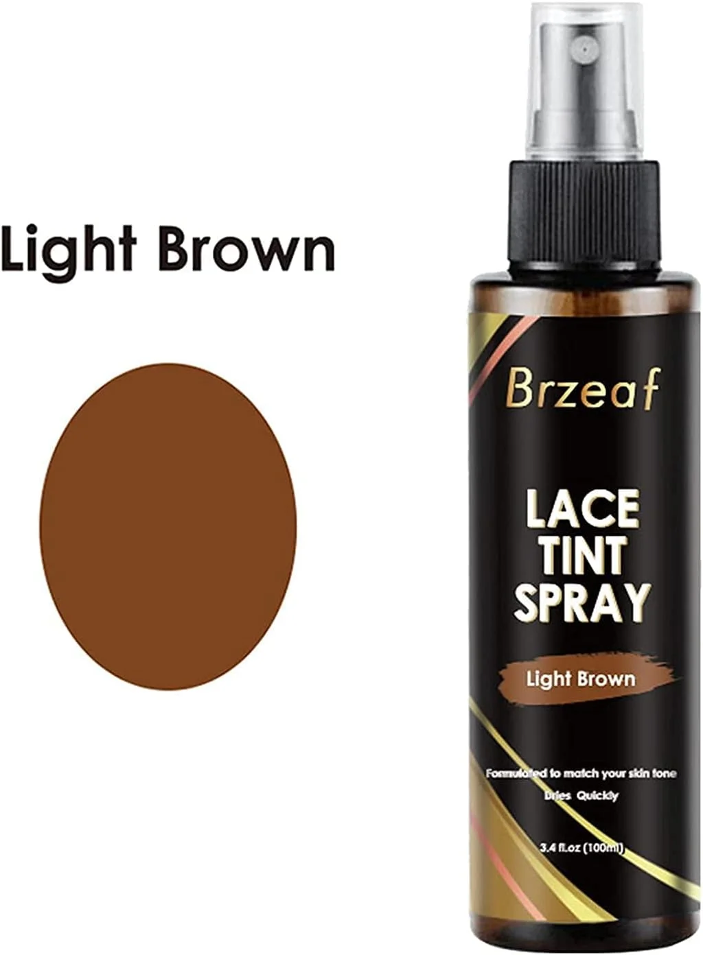 کانزا - اسپری رنگ توری برای کلاه گیس توری | اسپری رنگ برای بستن، کلاه گیس و جلوی بستن | سایه زنی آسان، موس رنگ توری با خشک شدن سریع | اسپری ذوب توری برای انواع مو (قهوه ای روشن)