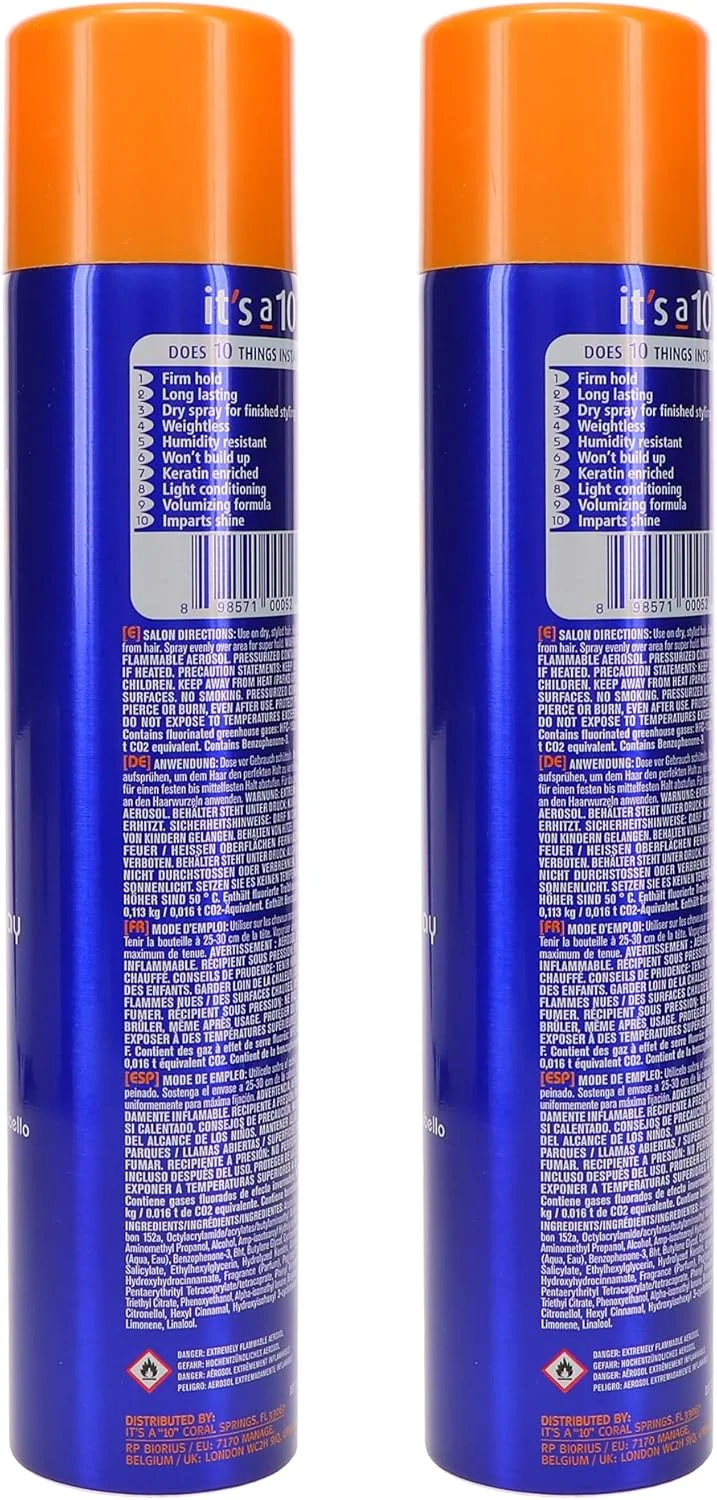 اسپری حالت دهنده و نگهدارنده فوق العاده مو 10 کاره به همراه کراتین، 295 میلی لیتر (بسته 2 عددی)