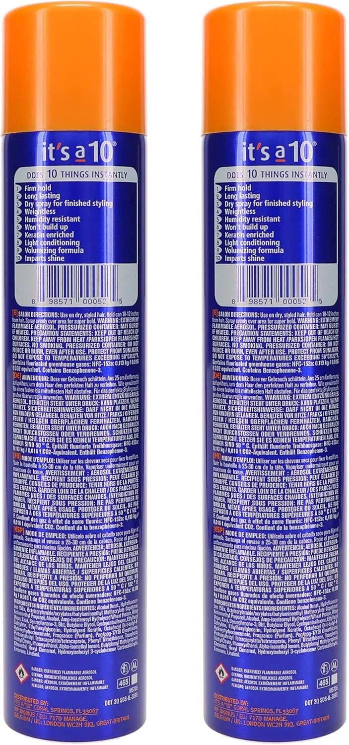 اسپری حالت دهنده و نگهدارنده فوق العاده مو 10 کاره به همراه کراتین، 295 میلی لیتر (بسته 2 عددی)