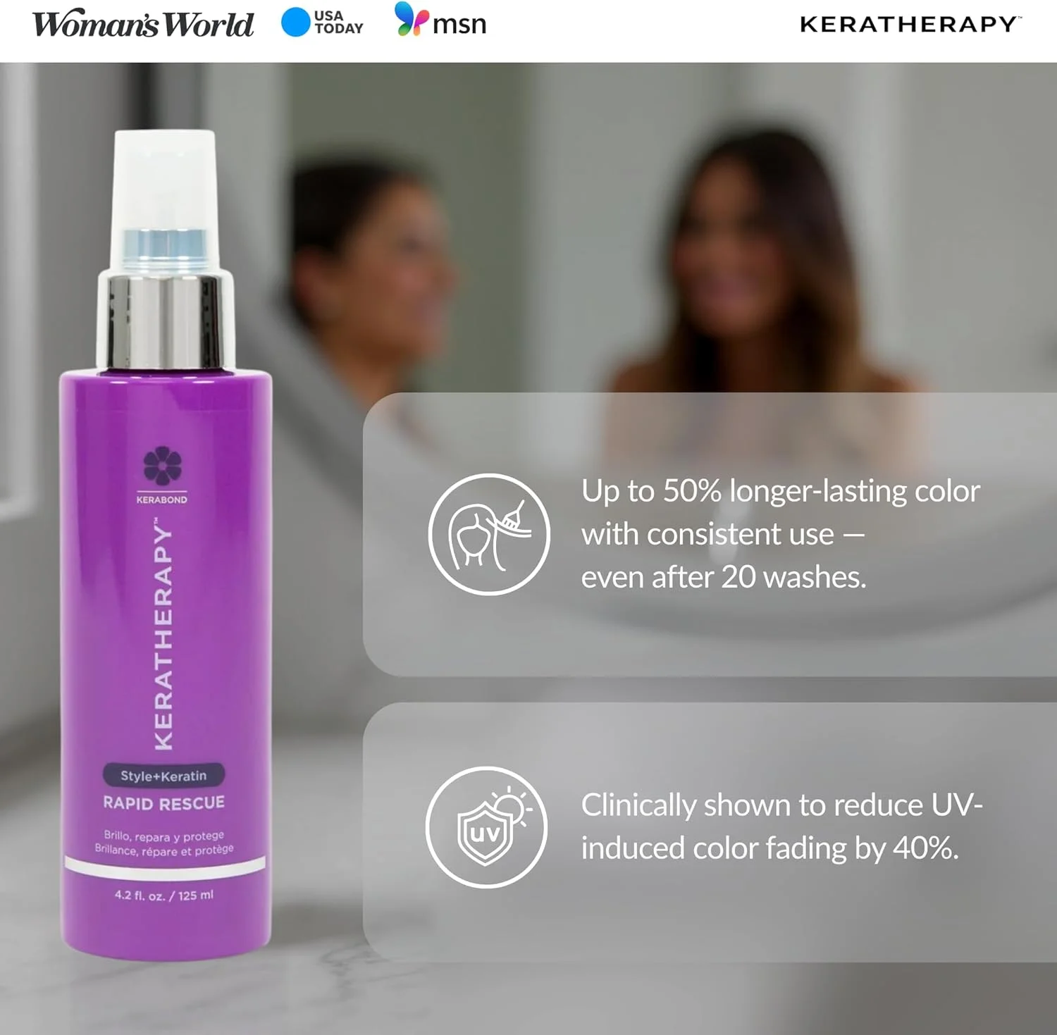 اسپری براق کننده مو کراتراپی مدل Keratin Infused Rapid Rescue، محافظت حرارتی مو، 125 میلی لیتر