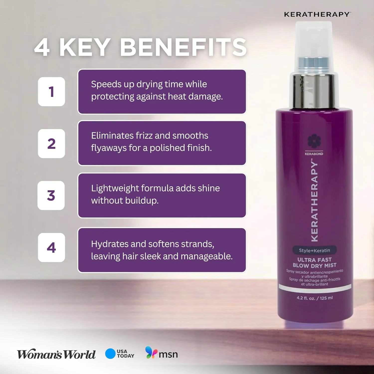 اسپری محافظ رنگ مو و کراتین Keratherapy، شفاف، 124 میلی لیتر