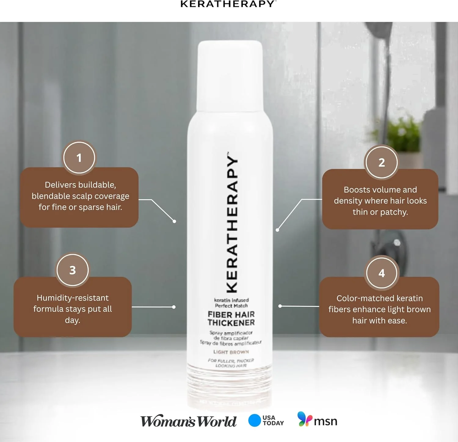 اسپری پرپشت کننده مو حاوی کراتین Keratherapy مدل Perfect Match، قهوه ای روشن، 118 میلی لیتر - اسپری حجم دهنده و پوشاننده پوست سر - کانسیلر پوست سر برای موهای نازک اسپری پرپشت کننده مو حاوی کراتین Keratherapy مدل Perfect Match، قهوه ای روشن، 118 میلی لیتر - اسپری حجم دهنده و پوشاننده پوست سر - کانسیلر پوست سر برای موهای نازک