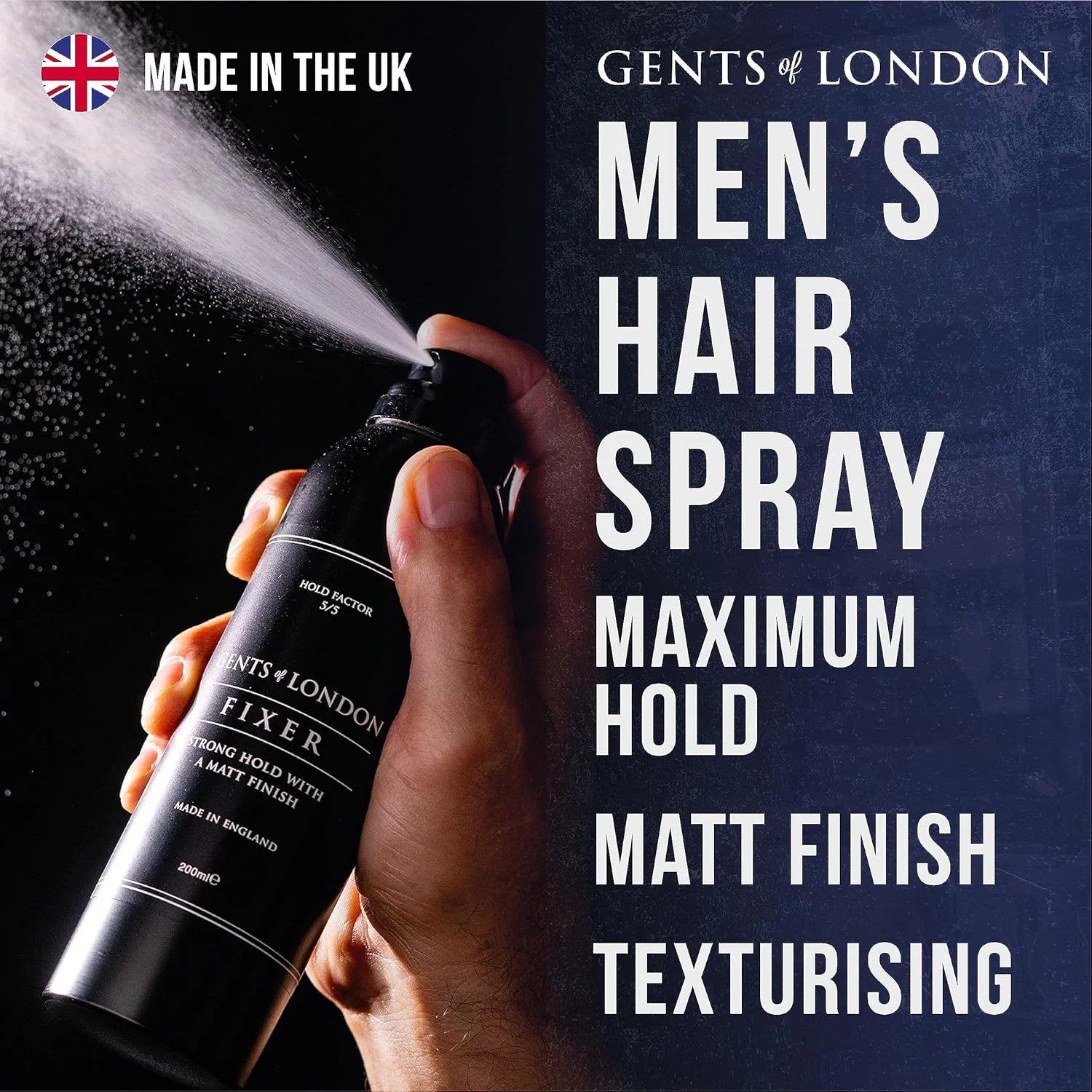 اسپری فیکسر مردانه جنتس آف لندن | اسپری موی حرفه ای با قدرت نگهدارندگی بسیار قوی (200 میلی لیتر)