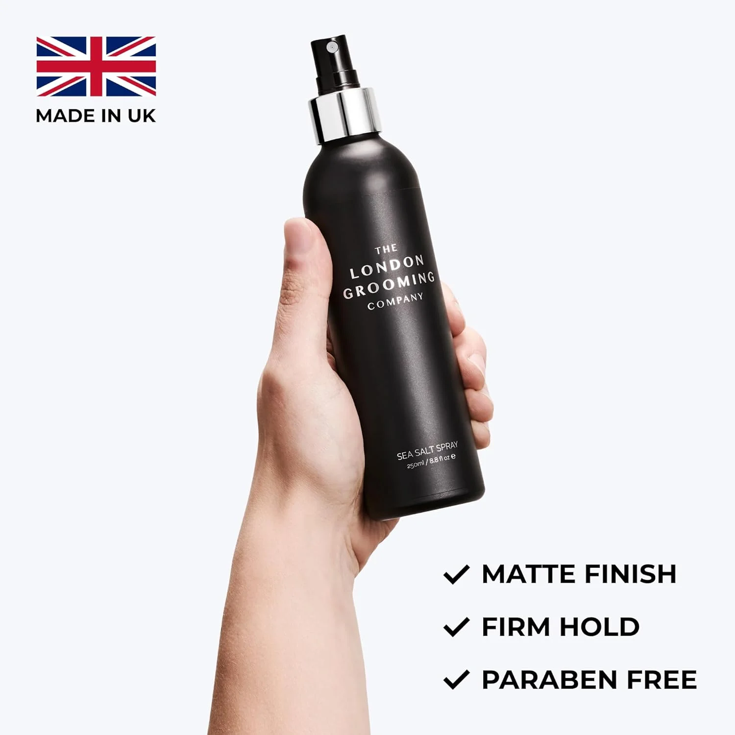 اسپری بافت دهنده مو مردانه نمک دریایی The London Grooming Company (240ml) - حالت دهنده قوی و نمای مات - محصول موی مردانه بر پایه آب 260 میلی لیتر برای بافت و حجم دهی، شستشوی آسان - رایحه عود