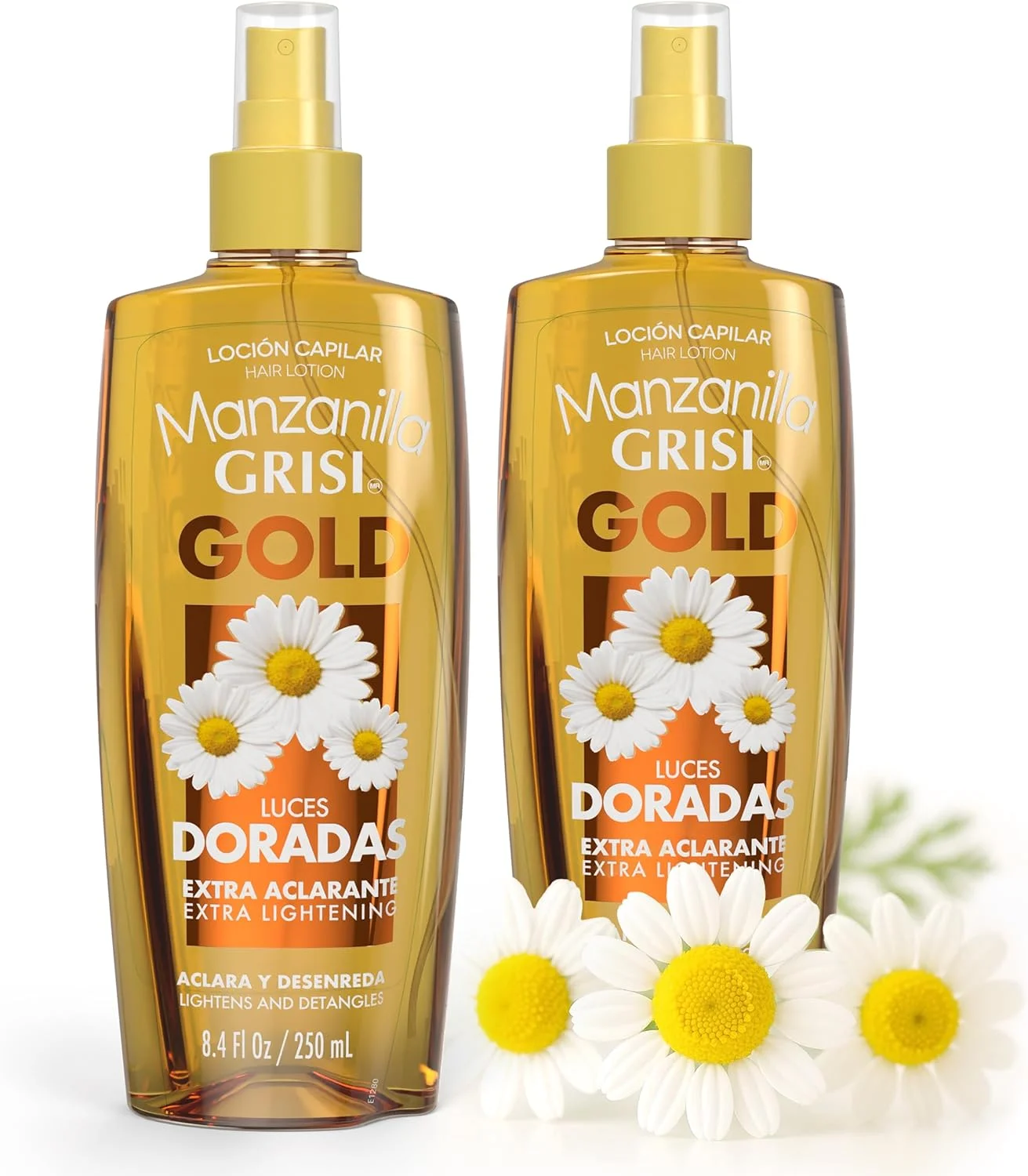لوسیون مو طلایی بابونه گریسی، لوسیون مو با عصاره بابونه، بسته 2 عددی 250 میلی لیتری، 2 بطری اسپری