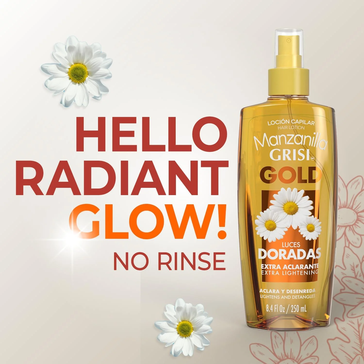 لوسیون مو طلایی بابونه گریسی، لوسیون مو با عصاره بابونه، بسته 2 عددی 250 میلی لیتری، 2 بطری اسپری