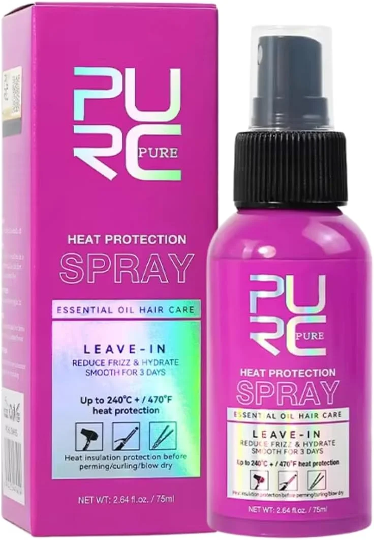 اسپری محافظ حرارت مو NIKITA.VIVI حجم 75 میلی لیتر، اسپری روغن ضروری محافظ حرارت بدون نیاز به آبکشی، کاهش وز، آبرسانی و صاف کننده مو تا 3 روز، محافظت در برابر حرارت تا 240 درجه سانتیگراد برای فر کردن، صاف کردن و سشوار