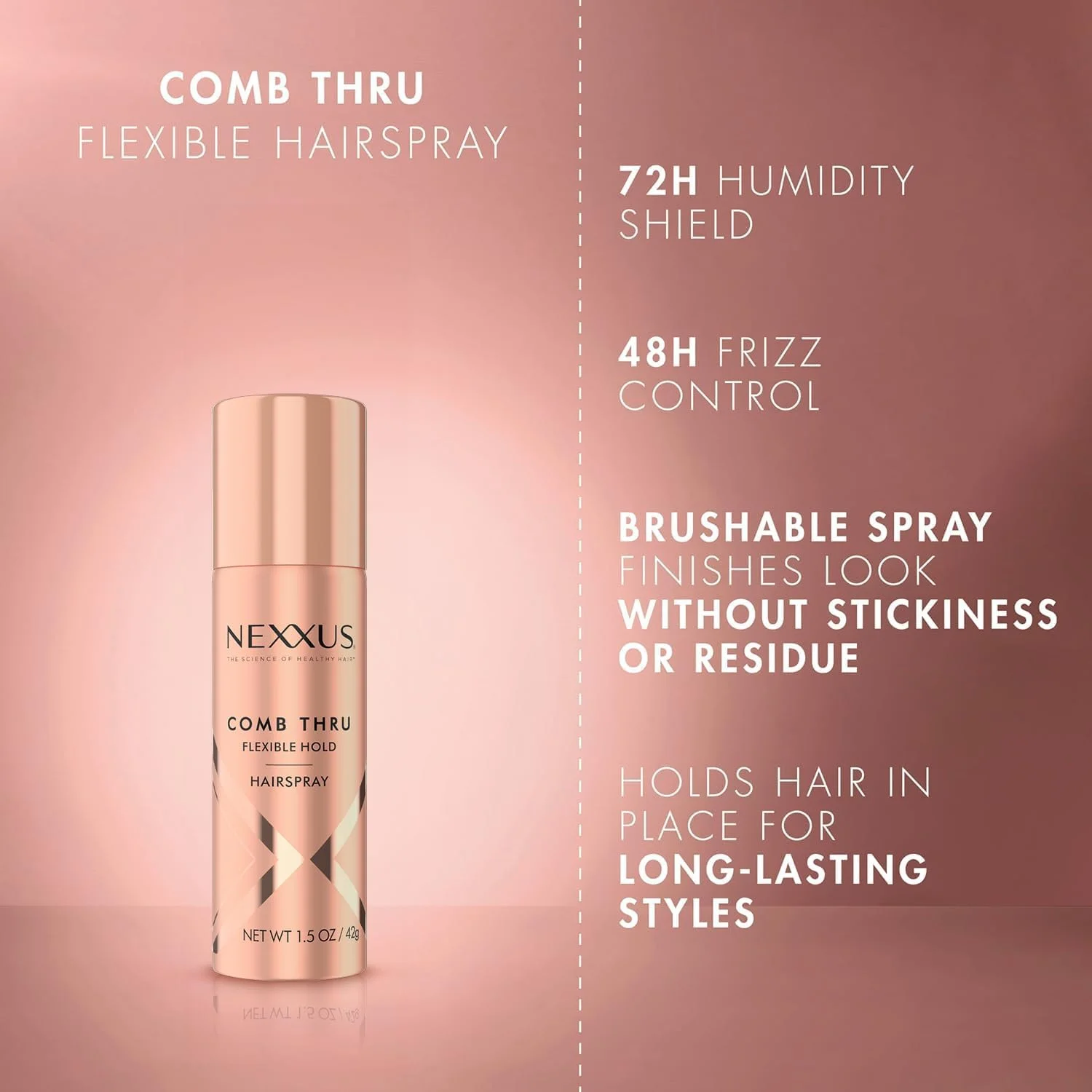 مجموعه اسپری مو و موس مسافرتی نکسوس – اسپری مو با قابلیت شانه زدن و انعطاف پذیری (45 میلی لیتر) بسته 2 عددی + موس حجم دهنده با نگهدارندگی متوسط (60 میلی لیتر) بسته 2 عددی، ضد رطوبت، کنترل وز، رایحه گل رز