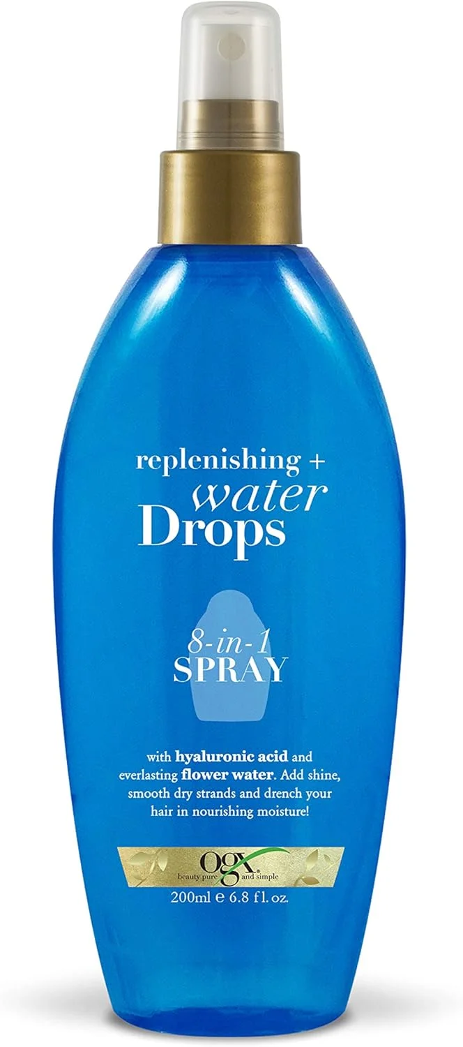 اسپری آبرسان و ترمیم کننده مو او جی ایکس مدل Water Drops 8-in-1، حجم 200 میلی لیتر