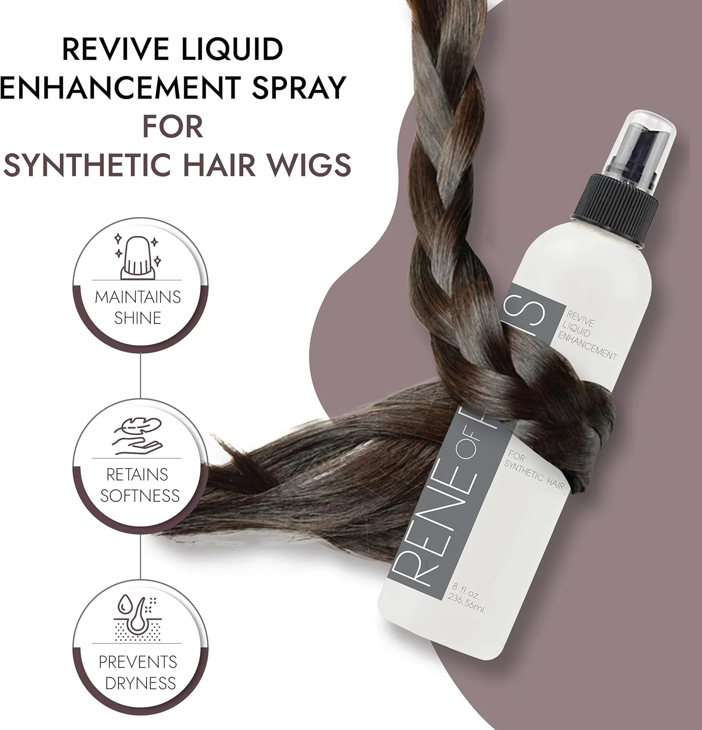 مایع احیا کننده موهای مصنوعی رنه آف پاریس، اسپری 236 میلی لیتری