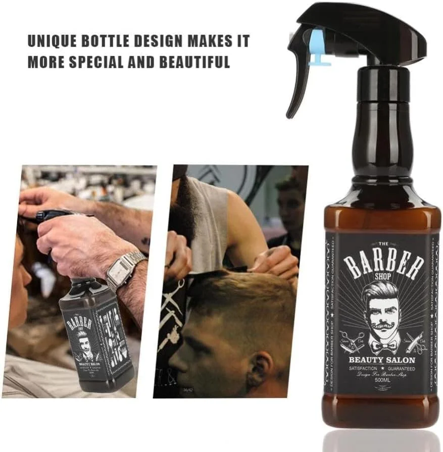 بطری اسپری آرایشگاهی 500 میلی لیتری، بطری اسپری پلاستیکی قابل استفاده مجدد با سر قابل تنظیم، آبپاش برای حالت دادن به مو، آرایشگر، استایلیست، سالن آرایش مو (قهوه ای)