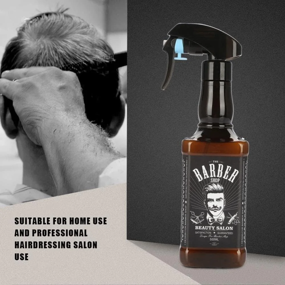بطری اسپری آرایشگاهی 500 میلی لیتری، بطری اسپری پلاستیکی قابل استفاده مجدد با سر قابل تنظیم، آبپاش برای حالت دادن به مو، آرایشگر، استایلیست، سالن آرایش مو (قهوه ای)