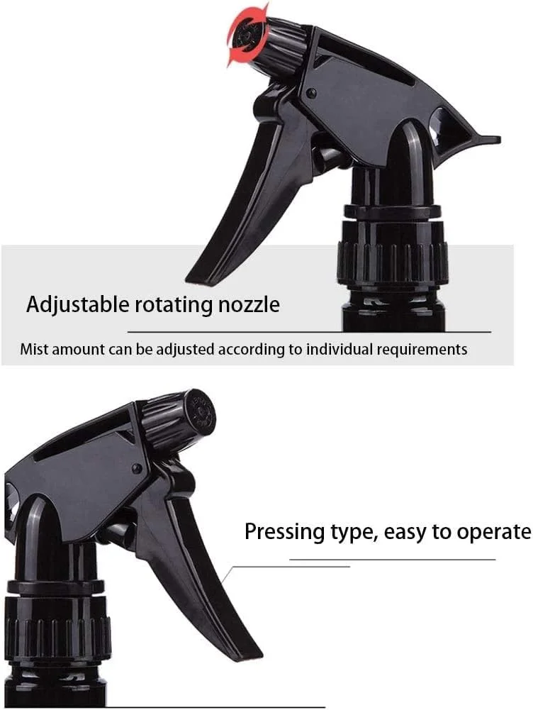 بطری اسپری آرایشگری، بطری اسپری پلاستیکی قابل استفاده مجدد و خالی برای آرایش مو، آرایشگر، سالن، گیاه (مشکی)