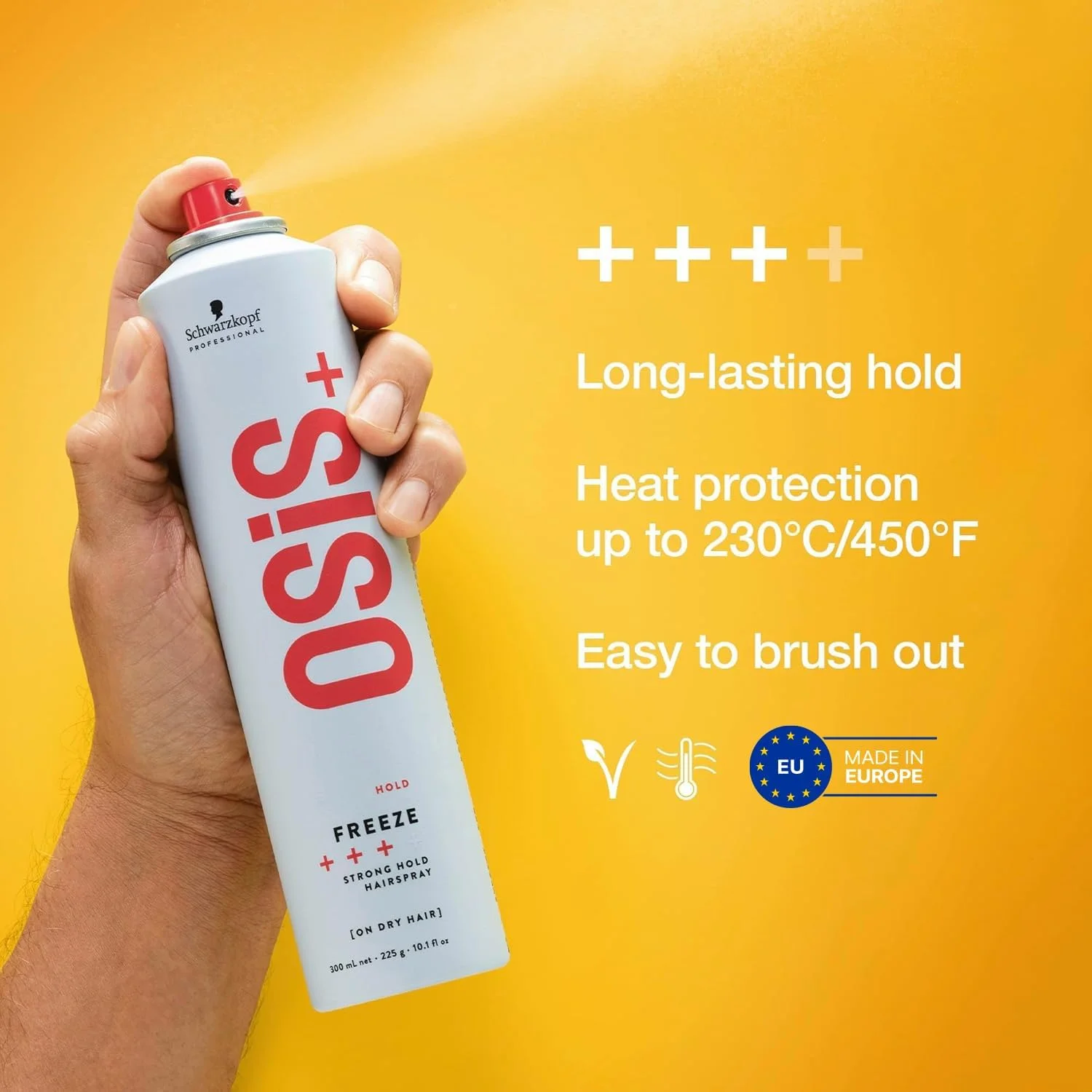 اسپری مو فریز اوسیس Schwarzkopf Professional: ماندگاری طولانی، قابلیت برس‌خوری، بدون ایجاد پوسته، ضد رطوبت، محافظت در برابر حرارت، قدرت نگهداری قوی، 300 میلی لیتر