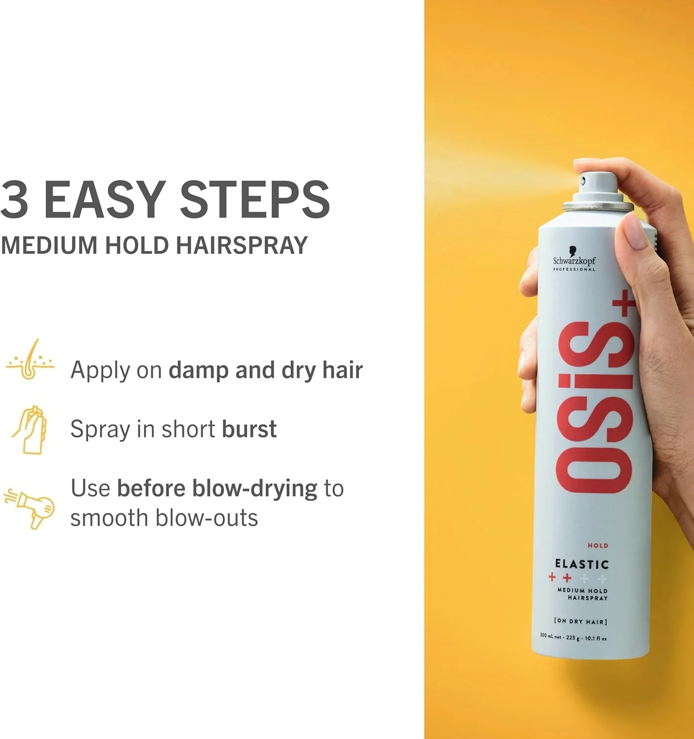 اسپری موی حالت دهنده شوارتسکف پروفشنال OSiS Elastic، اسپری موی لایه ای برای حالت دادن، با قابلیت برس خوردن، بدون ایجاد پوسته، ضد رطوبت، محافظت در برابر حرارت، با قدرت نگه دارندگی متوسط، 300 میلی لیتر اسپری موی حالت دهنده شوارتسکف پروفشنال OSiS Elastic، اسپری موی لایه ای برای حالت دادن، با قابلیت برس خوردن، بدون ایجاد پوسته، ضد رطوبت، محافظت در برابر حرارت، با قدرت نگه دارندگی متوسط، 300 میلی لیتر