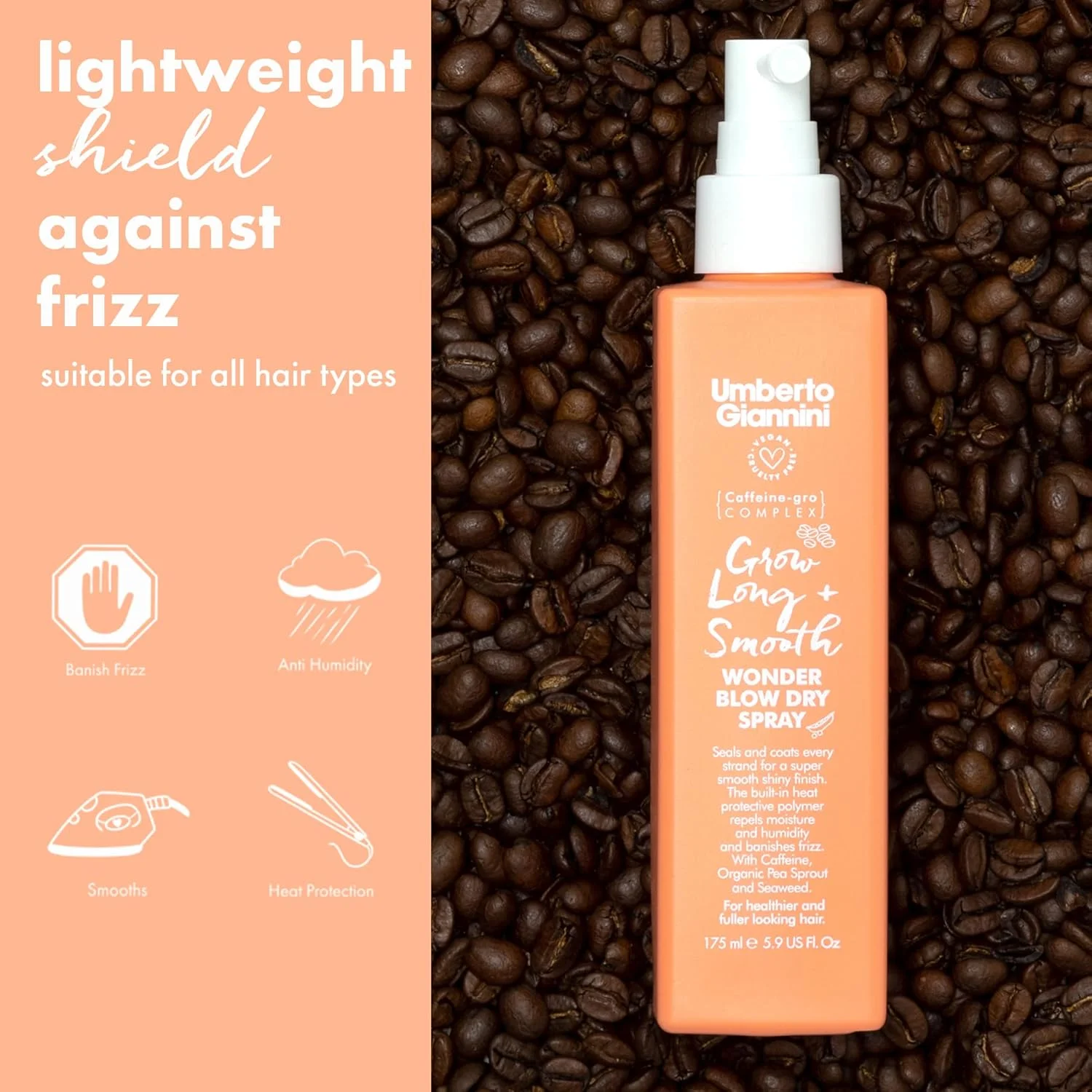 اسپری مو برای خشک کردن مو با سشوار Umberto Giannini Grow Long & Smooth Wonder، ۱۷۵ میلی لیتر