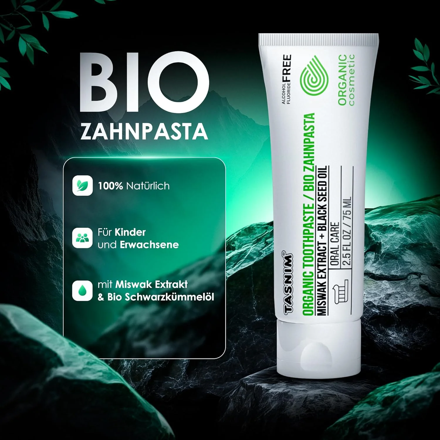 خمیر دندان ارگانیک تسنیم 75 میلی لیتر - خمیر دندان گیاهی طبیعی | بدون فلوراید | مراقبت از دندان های حساس با عصاره مسواک و روغن دانه سیاه ارگانیک | بدون SLS | دارای گواهی ارگانیک خمیر دندان ارگانیک تسنیم 75 میلی لیتر - خمیر دندان گیاهی طبیعی | بدون فلوراید | مراقبت از دندان های حساس با عصاره مسواک و روغن دانه سیاه ارگانیک | بدون SLS | دارای گواهی ارگانیک