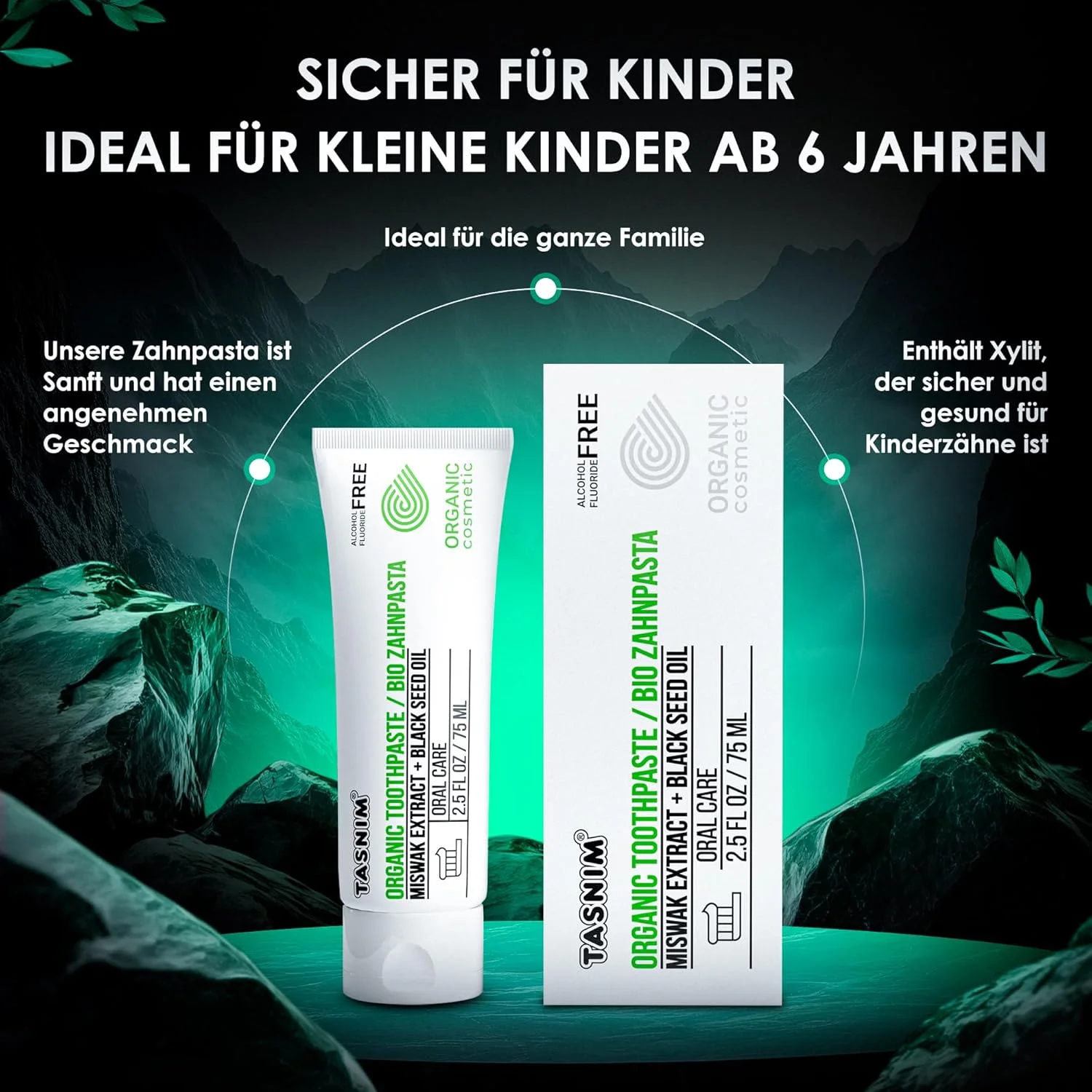 خمیر دندان ارگانیک تسنیم 75 میلی لیتر - خمیر دندان گیاهی طبیعی | بدون فلوراید | مراقبت از دندان های حساس با عصاره مسواک و روغن دانه سیاه ارگانیک | بدون SLS | دارای گواهی ارگانیک خمیر دندان ارگانیک تسنیم 75 میلی لیتر - خمیر دندان گیاهی طبیعی | بدون فلوراید | مراقبت از دندان های حساس با عصاره مسواک و روغن دانه سیاه ارگانیک | بدون SLS | دارای گواهی ارگانیک