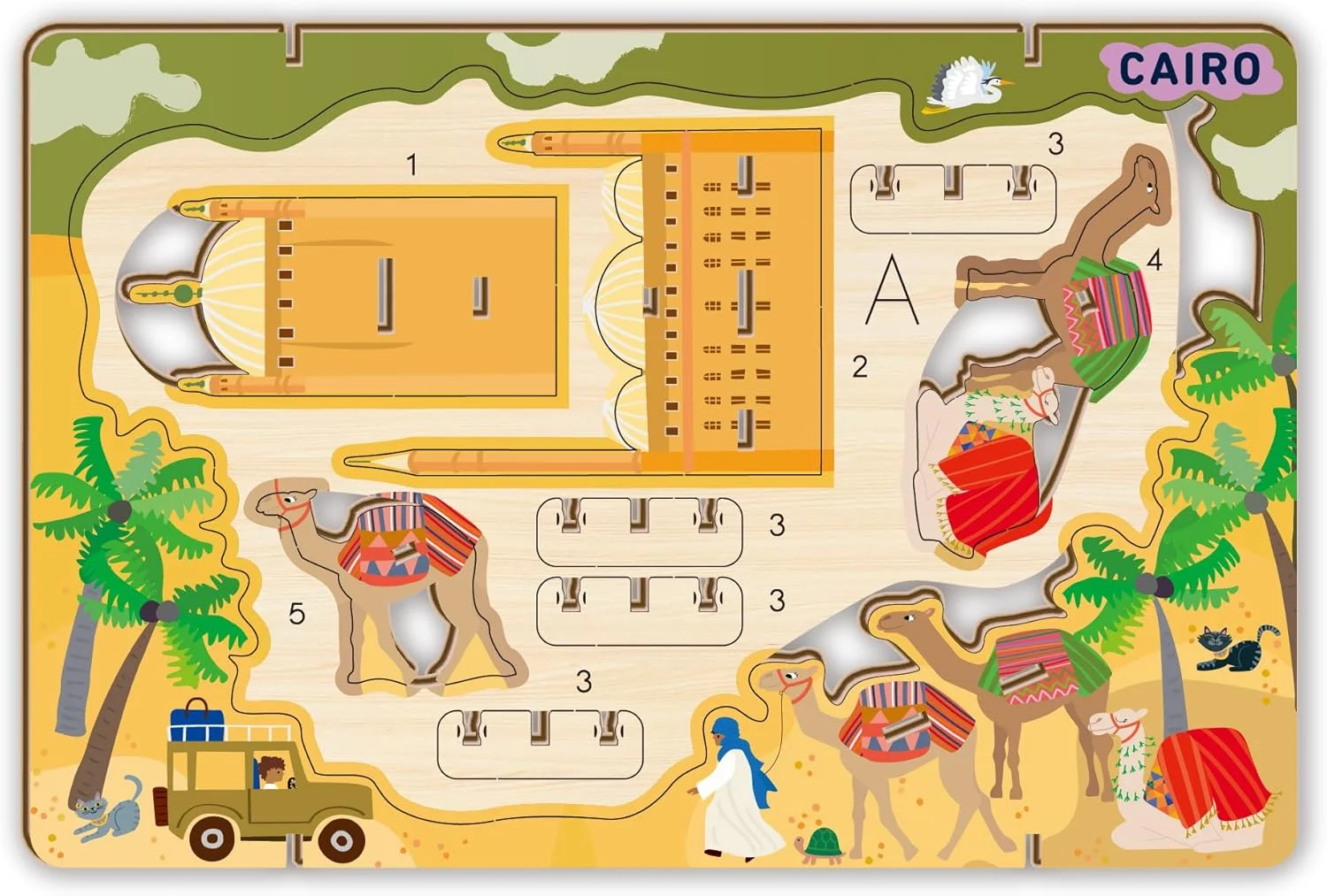 آونیر - پازل سه بعدی منظره شهری «بیایید با هم سفر کنیم» – مدل چوبی خودتان بسازید قاهره | ساخت بناهای دیدنی معروف با راهنمای مصور | هدیه آموزشی سفر برای کودکان و بزرگسالان