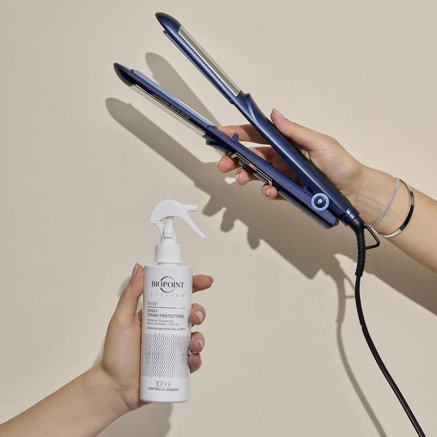 اسپری محافظ حرارتی مو بایوپوینت، محافظت از مو تا 230 درجه سانتیگراد در برابر حرارت سشوار، اتو مو و فر کننده مو به همراه فیلترهای UV، 200 میلی لیتر