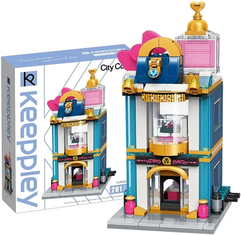 مجموعه بلوک ساختنی خانه فروشگاهی لوکس دخترانه KASTWAVE، مدل خیابانی، اسباب بازی برای کودکان 6 تا 12 سال، کیت ساخت اسباب بازی ساختمانی نمایشی، هدیه دخترانه 344 تکه برای تولد