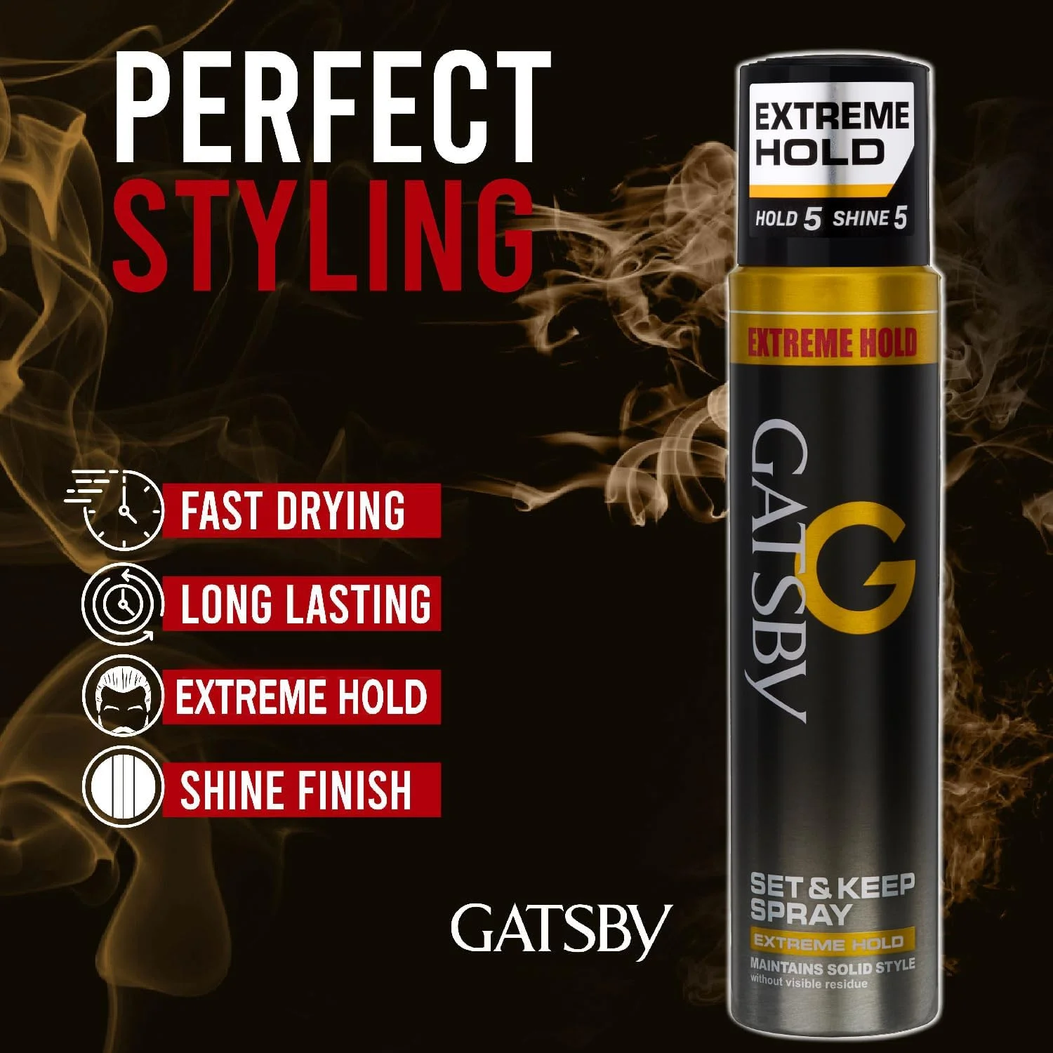 اسپری حالت دهنده و نگهدارنده مو گتسبی با قدرت نگهداری بسیار قوی | اسپری مو که به طور محکم مدل موی ایجاد شده را ثابت می کند | 250 میلی لیتر