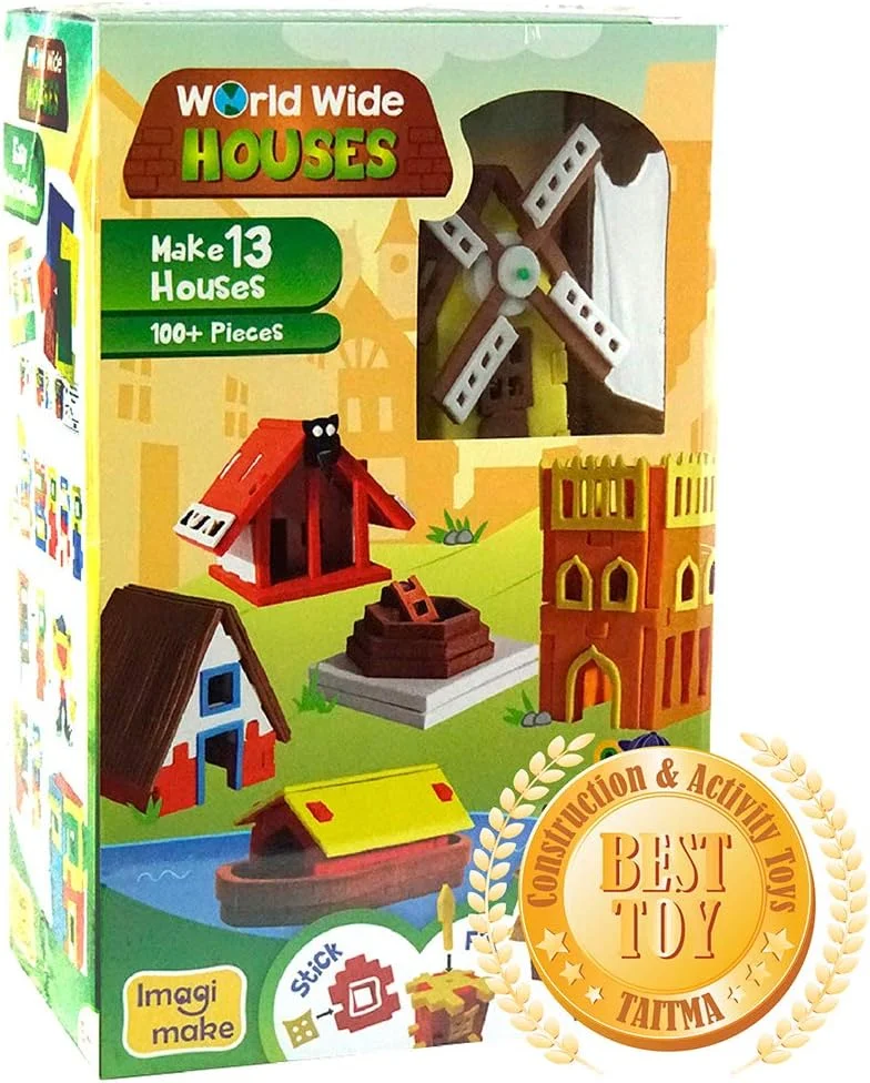 ایماجی‌میک نقشه‌خوانی خانه‌ها در سراسر جهان | ساخت 13 مدل مینیاتوری | پازل سه بعدی برای کودکان | هدیه تولد برای دختران و پسران | اسباب بازی های آموزشی برای 5، 6، 7، 8، 9 سال