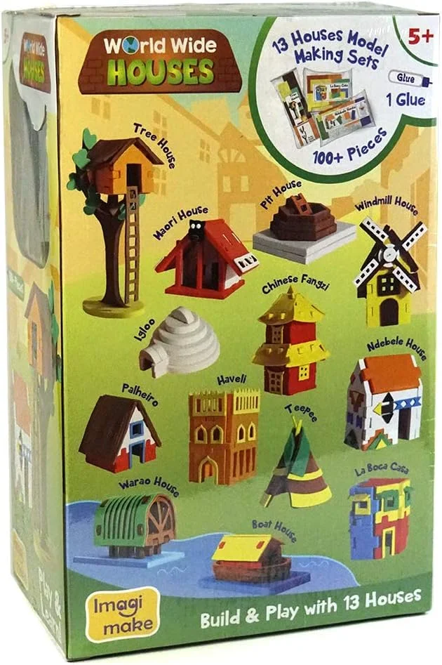 ایماجی‌میک نقشه‌خوانی خانه‌ها در سراسر جهان | ساخت 13 مدل مینیاتوری | پازل سه بعدی برای کودکان | هدیه تولد برای دختران و پسران | اسباب بازی های آموزشی برای 5، 6، 7، 8، 9 سال