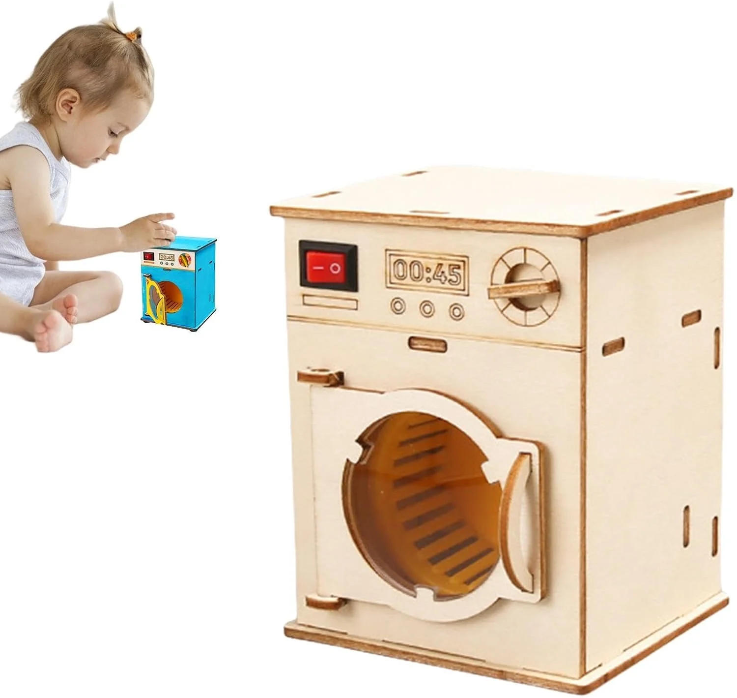 کیت ساختنی ماشین لباسشویی چوبی KASTWAVE STEM، پروژه ساخت ماشین لباسشویی چوبی، کیت مدل صنایع دستی آزمایش علمی آموزشی، اسباب بازی ژنراتور دستی کیت علمی، پازل آزمایش فیزیک برای کودکان 6-14 سال