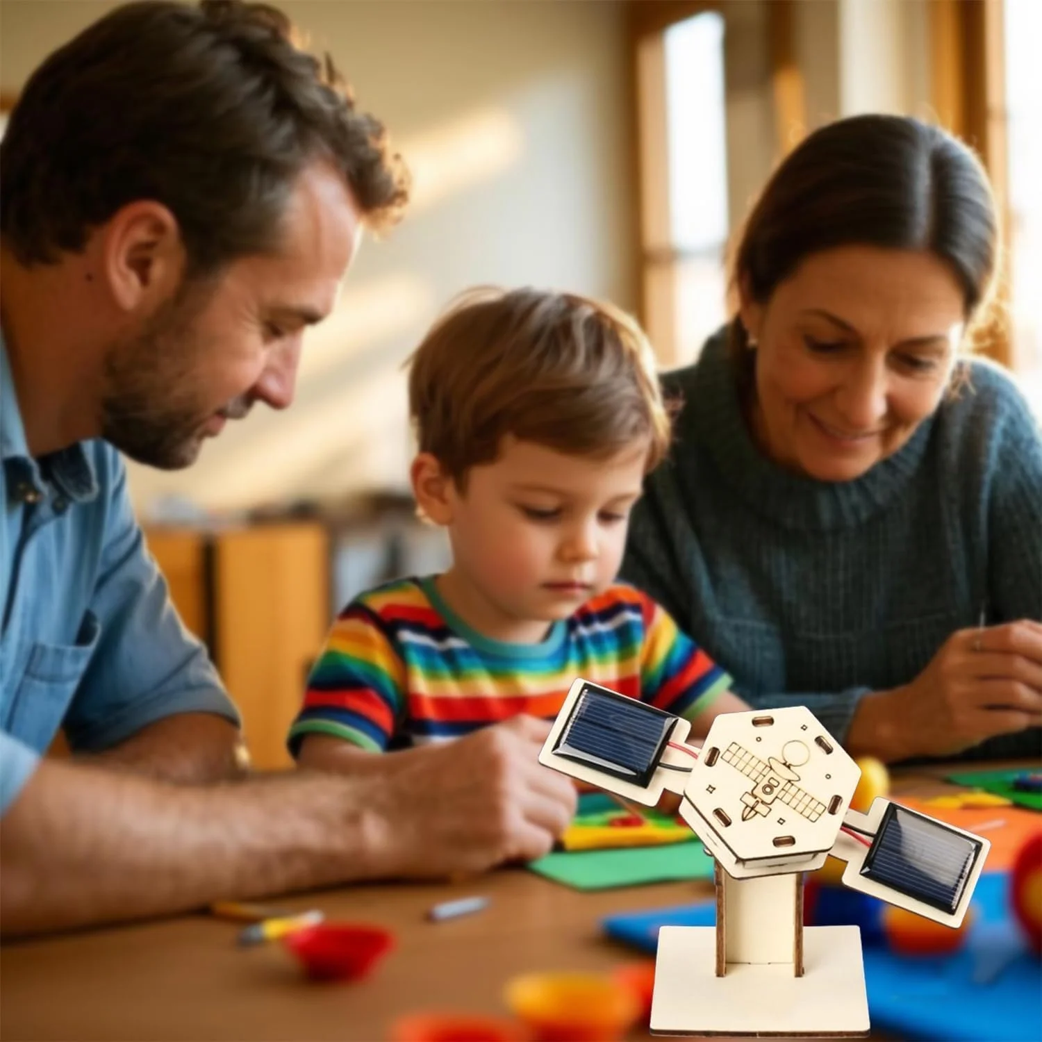 کیت پنل خورشیدی ماهواره ای KASTWAVE، مدل های خلاقانه ماهواره مصنوعی، مونتاژ ساخت و ساز سه بعدی DIY، صنایع دستی چوبی کودکان برای کاوش در اصول ماهواره های مصنوعی، ابزار آموزشی