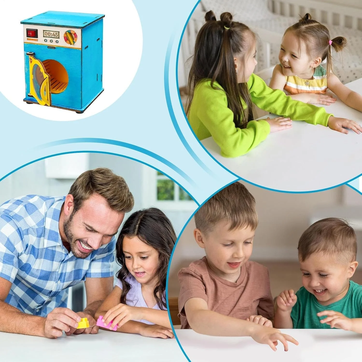 کیت ساختنی ماشین لباسشویی چوبی KASTWAVE STEM، پروژه ساخت ماشین لباسشویی چوبی، کیت مدل صنایع دستی آزمایش علمی آموزشی، اسباب بازی ژنراتور دستی کیت علمی، پازل آزمایش فیزیک برای کودکان 6-14 سال