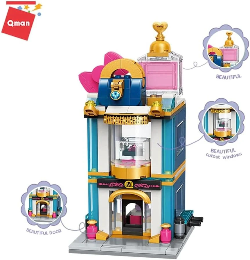 مجموعه بلوک ساختنی خانه فروشگاهی لوکس دخترانه KASTWAVE، مدل خیابانی، اسباب بازی برای کودکان 6 تا 12 سال، کیت ساخت اسباب بازی ساختمانی نمایشی، هدیه دخترانه 344 تکه برای تولد