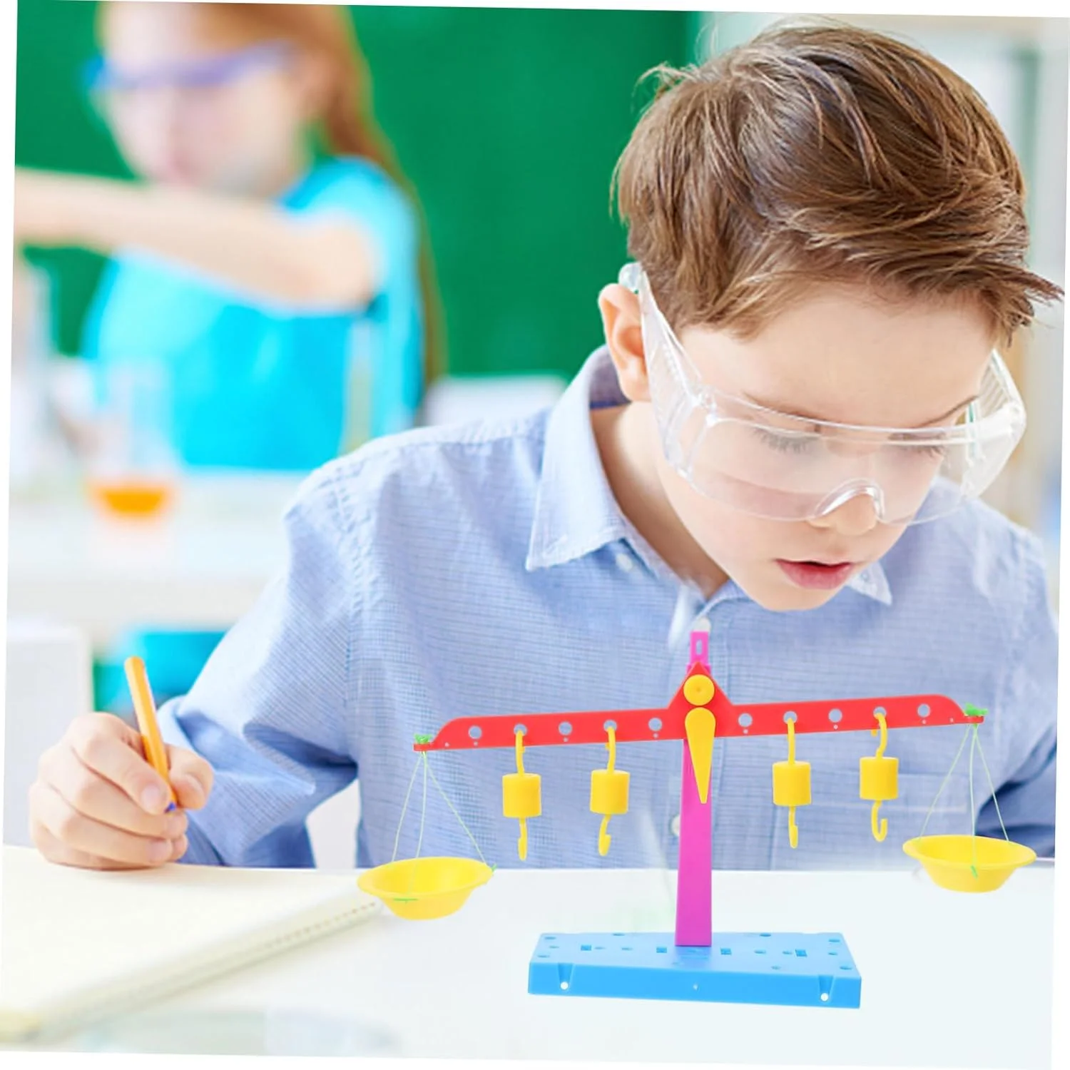 لوروز، 1 ست ترازوی اهرمی آزمایشگاهی، اسباب بازی آموزشی تعادلی، اسباب بازی مقیاس تعادل آموزشی، کیت های کودکان مقیاس وزن تعادل، اسباب بازی ساخت مقیاس تعادل اهرمی، مدل پلاستیکی پازلی کودک