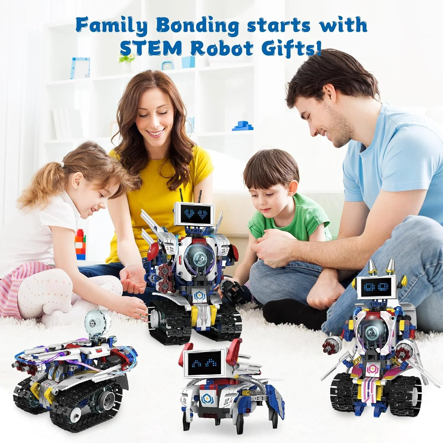 کیت رباتیک 5 در 1 Masroo STEM برای کودکان 8 تا 16 سال، کنترل از راه دور و اپلیکیشن، اسباب بازی کدنویسی DIY مهندسی قابل شارژ، هدیه بلوک های ساختمانی آموزشی برای دختران و پسران