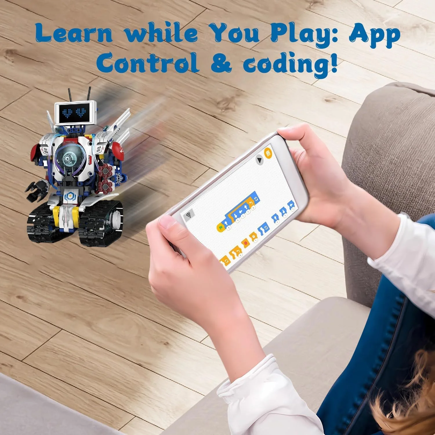 کیت رباتیک 5 در 1 Masroo STEM برای کودکان 8 تا 16 سال، کنترل از راه دور و اپلیکیشن، اسباب بازی کدنویسی DIY مهندسی قابل شارژ، هدیه بلوک های ساختمانی آموزشی برای دختران و پسران