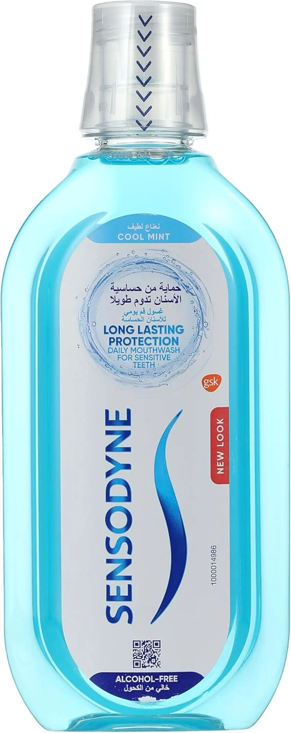 دهانشویه سنسوداین برای دندان های حساس، دهانشویه بدون الکل، با طعم نعناع خنک، 500 میلی لیتر