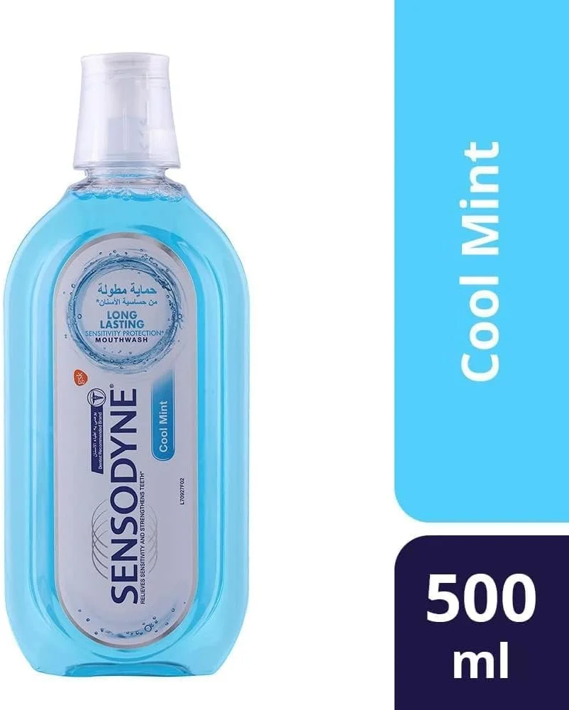 دهانشویه سنسوداین برای دندان های حساس، دهانشویه بدون الکل، با طعم نعناع خنک، 500 میلی لیتر دهانشویه سنسوداین برای دندان های حساس، دهانشویه بدون الکل، با طعم نعناع خنک، 500 میلی لیتر