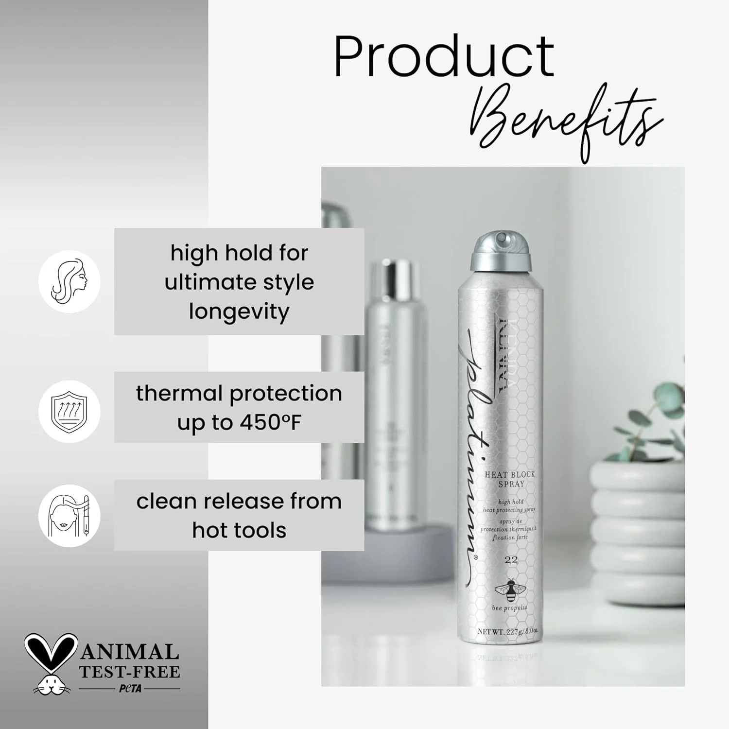 اسپری محافظ حرارت مو کنرا پروفشنال پلاتینیوم مدل Heat Block Spray 22 | مناسب انواع مو | حجم 236 میلی لیتر