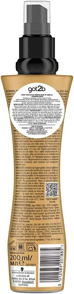 اسپری محافظ حرارت 220 درجه سانتیگراد شوارتسکف گات تو بی Guardian Angel حجم 200 میلی لیتر