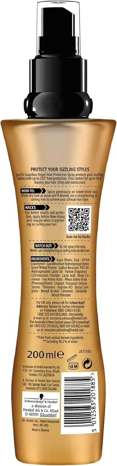 اسپری محافظ حرارت 220 درجه سانتیگراد شوارتسکف گات تو بی Guardian Angel حجم 200 میلی لیتر