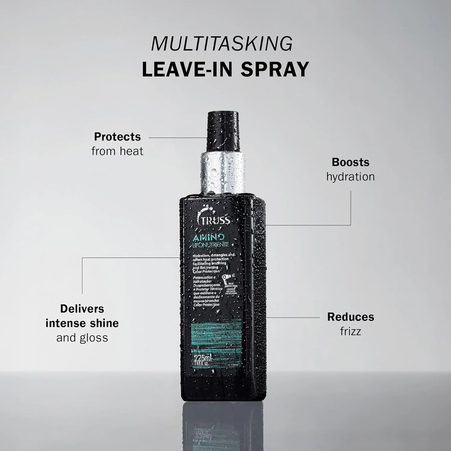 اسپری محافظ حرارت مو تروس پروفشنال آمینو میراکل | جلوگیری از وز و رطوبت | تغذیه کننده موهای رنگ شده و تحت درمان شیمیایی | اسپری آبرسان و باز کننده گره مو | 225 میلی لیتر اسپری محافظ حرارت مو تروس پروفشنال آمینو میراکل | جلوگیری از وز و رطوبت | تغذیه کننده موهای رنگ شده و تحت درمان شیمیایی | اسپری آبرسان و باز کننده گره مو | 225 میلی لیتر