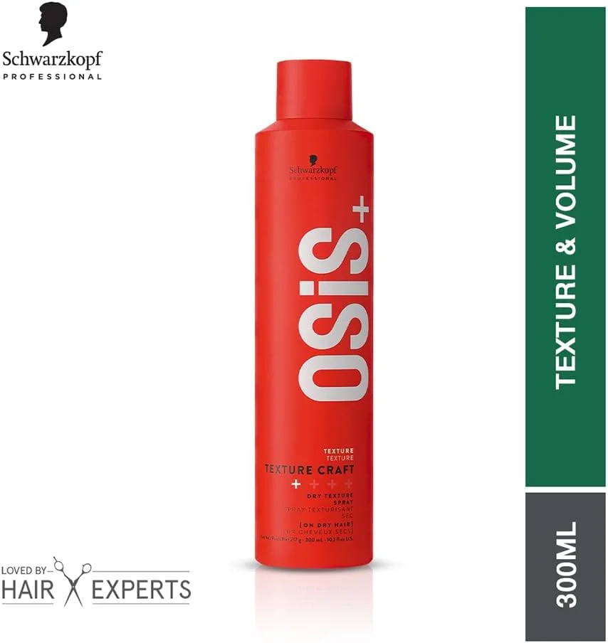 اسپری حالت دهنده مو با بافت خشک Schwarzkopf Professional OSiS+ Texture Craft | موهای غیر چسبنده با درخشش طبیعی | وگان | اسپری خشک ظریف | نگهدارنده انعطاف پذیر | 300 میلی لیتر