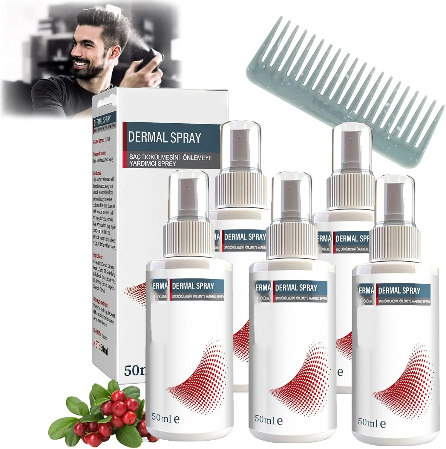 اسپری تقویت کننده مو AccretePRO، اسپری بافت دهنده برای حجم دهی مو، اسپری حجم دهنده موی کرکی 50 میلی لیتری، اسپری طبیعی مغذی پوست سر برای موهای نازک و ریزش مو، برای زنان و مردان (5 عددی)