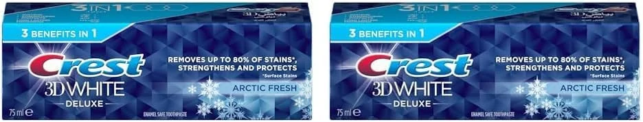 خمیر دندان سفید کننده سه بعدی کرست مدل Arctic Fresh، ۷۵ میلی لیتر (بسته ۲ عددی)