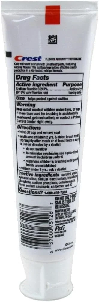 خمیر دندان کرست کودکانه با طرح میکی، 124 میلی لیتر (بسته 2 عددی)